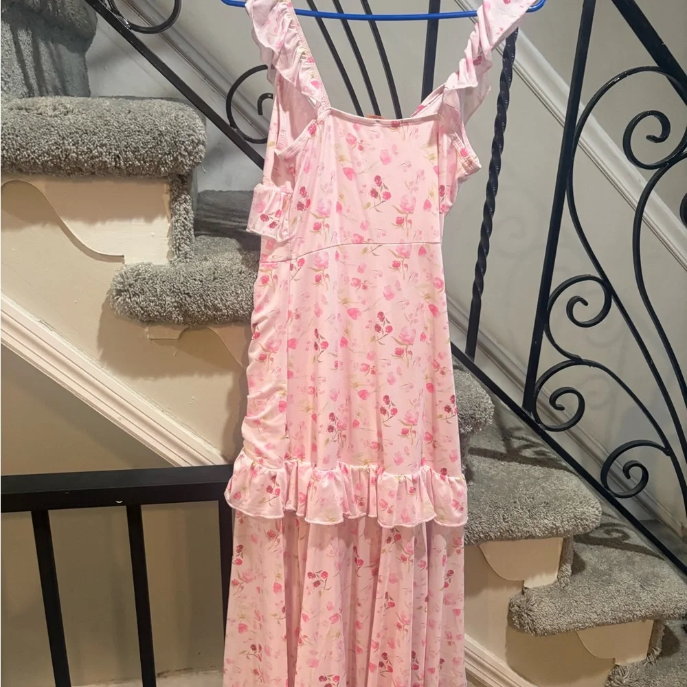 Pink Floral Ruffle Maxi Dress - Picture 4 of 4